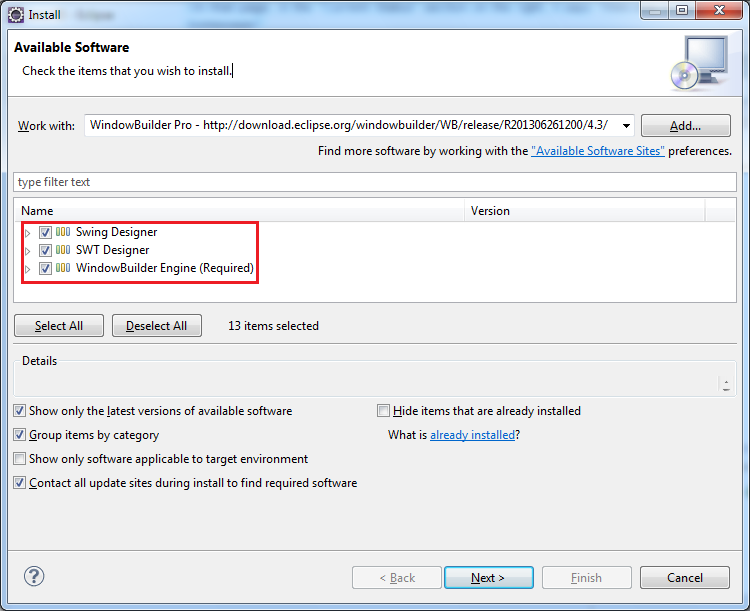 graphique avec plugin Eclipse windowBuilder pro