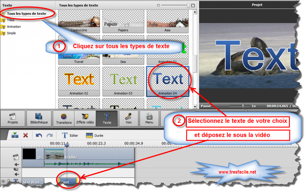 4 – Ajouter des textes et graphiques à la vidéo avec AVS Video Editor