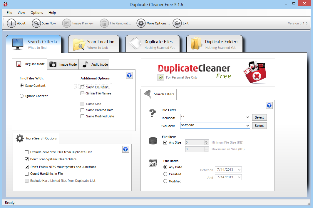 Duplicate Cleaner is a useful program to help you organize the contents of your home hard drive or corporate network. You'd be surprised just how many redundant or duplicate files you could find forgotten in an obscure documents folder.
