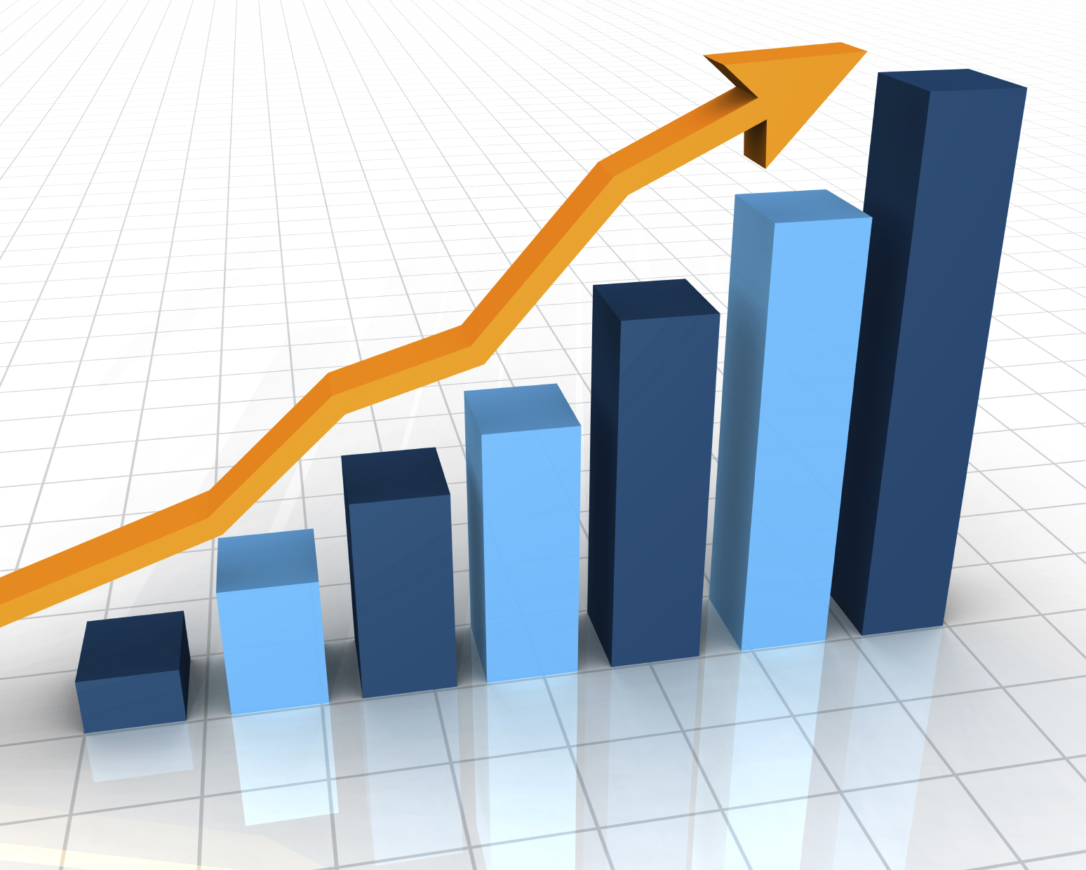 Business Graph with arrow showing profits and gains