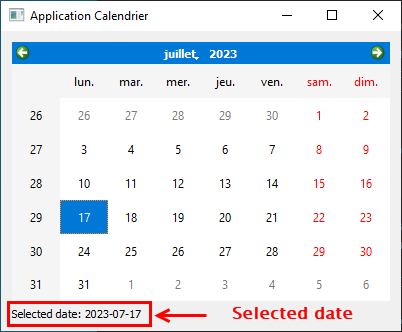 QCalendar-Widget-pyqt5-python-get-selected-date python débutant