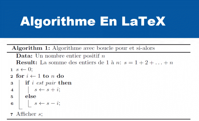 algorithme en latex avec le package algorithme2e