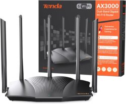 Tenda Routeur WiFi 6 RX12 Pro, Router WiFi AX3000 Bi-Bande, 5 * 6dBi Antennes à Haut Puissance, Large Couverture,