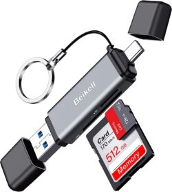 Beikell Lecteur de Carte SD/Micro SD, USB C Lecteur de Carte Mémoire OTG USB 3.0 Adaptateur Carte SD Micro SD USB C Card Reader en Aluminium pour SD/MMC/Micro SD/TF/SDXC/SDHC/Micro SDHC/Micro SDXC