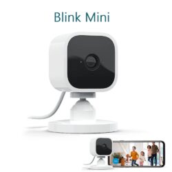 Blink Mini | Caméra d'intérieur connectée compacte à brancher | Vidéo HD 1080p, vision nocturne, détection de mouvements, audio bidirectionnel, config