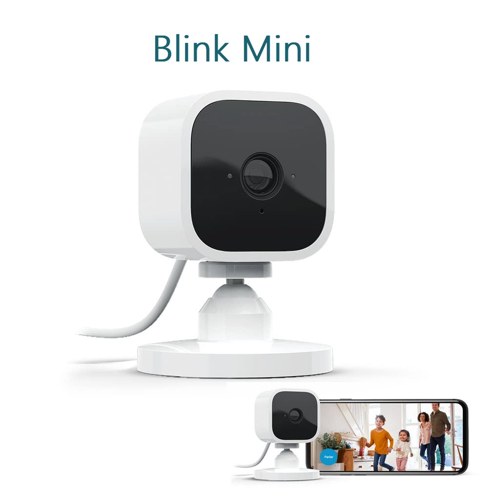 Blink Mini | Caméra d'intérieur connectée compacte à brancher | Vidéo HD 1080p, vision nocturne, détection de mouvements, audio bidirectionnel, config