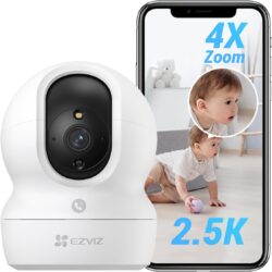 EZVIZ CP1 Pro 4MP Caméra Surveillance WiFi Intérieure, Camera Bébé WiFi 2.4Ghz Pan/Tilt à 360 °, Vision Nocturne Intelligente, Suivi Auto, Audio Bidirectionnel, Mode Veille, Compatible avec Alexa