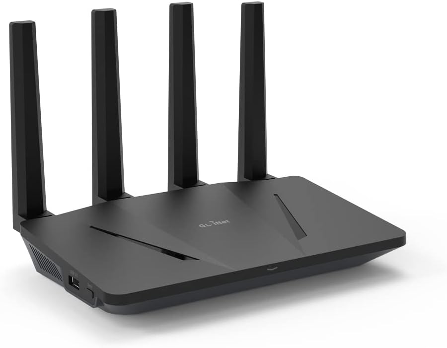 GL.iNet GL-AX1800(Flint) WiFi 6 Router - Dual Band Gigabit Wireless Internet Router | 5 x 1G Ethernet Ports | Up to 120 Devices | Amazing OpenVpn