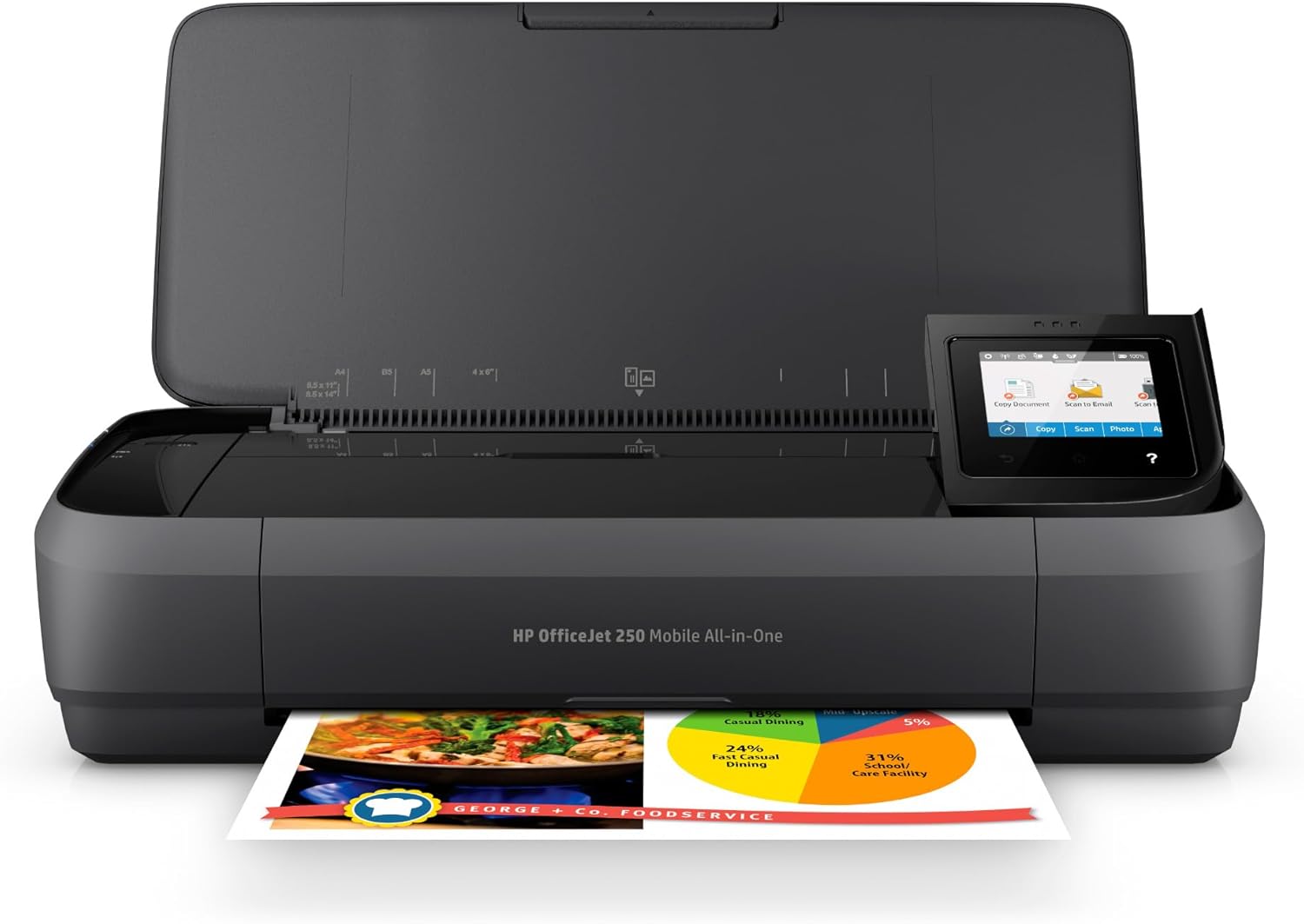 HP OfficeJet 250 Mobile AIO Jet d'encre A4 WiFi Noir – Imprimante Multifonction Jet d'encre Thermique, 600 x 600 dpi, 600 x 600 dpi, A4, 216 x 356 mm, Couleur