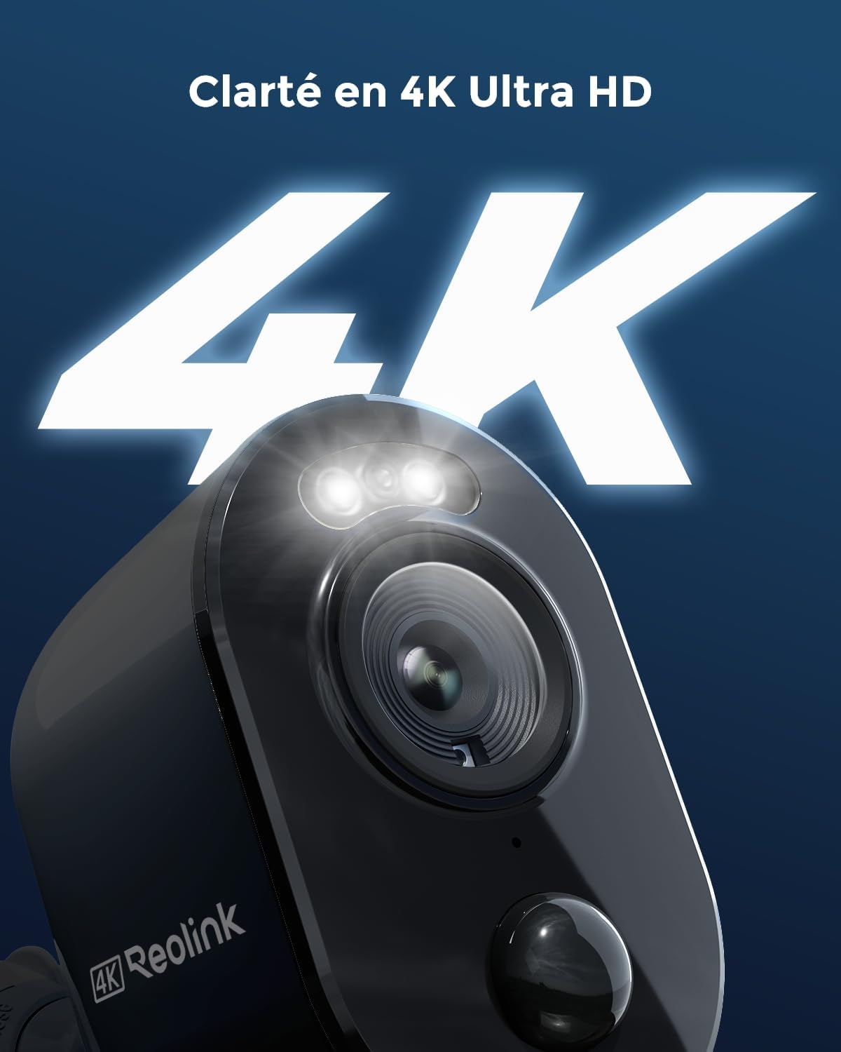 Reolink 4K Caméra Surveillance WiFi Exterieure sans Fil, Détection de Personne/Véhicule/Animal, WiFi 2,4/5 GHz, Vision Nocturne en Couleur, Audio Bidirectionnel, Argus 3 Ultra+Panneau Solaire Noir