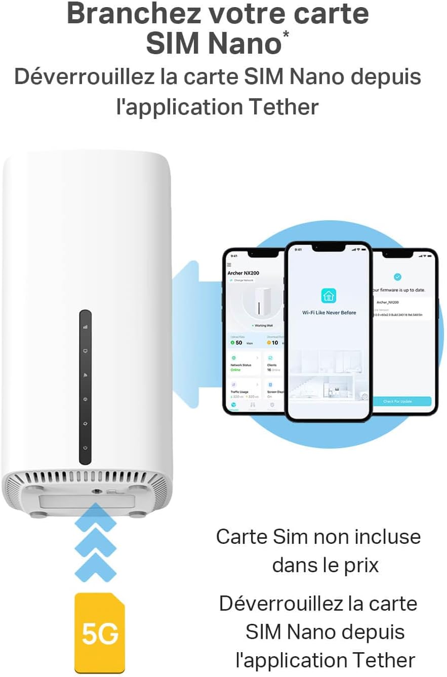 Routeur 5G Wi-Fi 6 TP-Link Archer NX600 AX3600 - Carte SIM Intégrée – Image 2